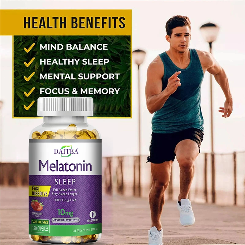 Daitea Melatonin 10mg, Sleep Dietary Supplement, 120 Strawberry Flavored Capsules, Contains Melatonin - Healthy Sleep - الصورة 17