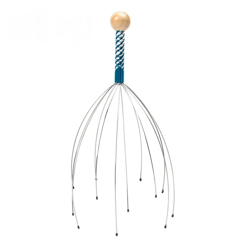 1PC Octopus Head Massager Stainless Steel Engraved Head Relaxer Brain Massage Claw Scalp Scratcher Itch Reliever Random Color - الصورة 8