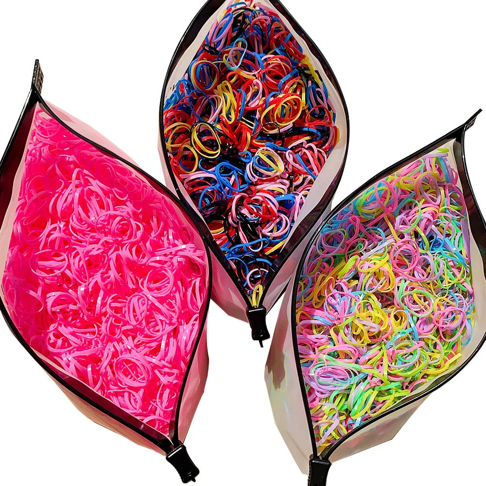 500/1000/2000pcs Girls Colourful Disposable Rubber Band Hair Ties Headband Children Ponytail Holder Bands Kids Hair Accessories - الصورة 27