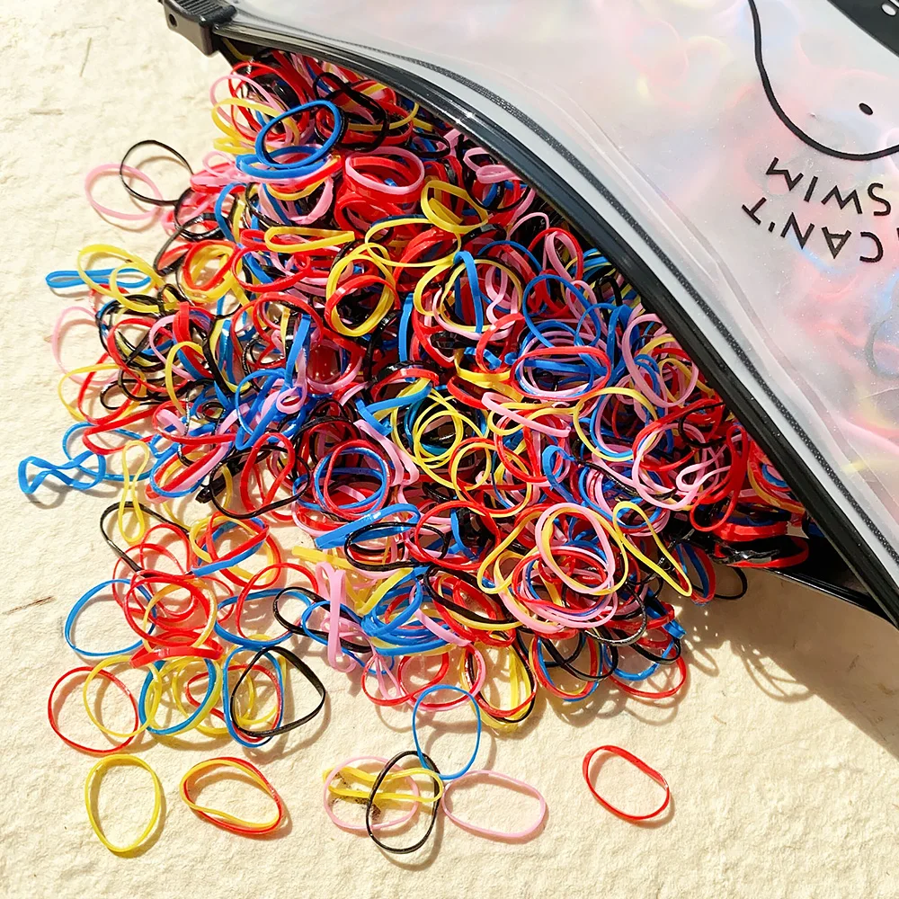 500/1000/2000pcs Girls Colourful Disposable Rubber Band Hair Ties Headband Children Ponytail Holder Bands Kids Hair Accessories - الصورة 29