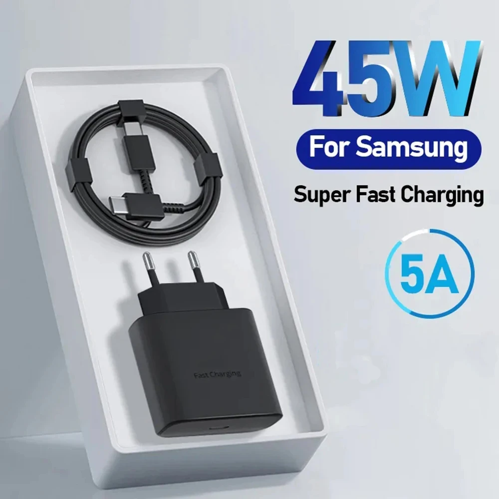 45W PD Super fast charge for S22 S23 Ultra Note 10+ 5G USB C Mobile Phone Type C US/EU/UK Fast Quick Charging Wall Adapter - الصورة 13
