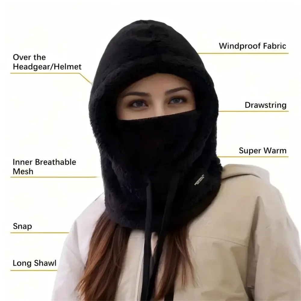 Winter Warm Thermal Windproof Balaclava Ski Hood Motorcycle Face Cover Polar Fleece Adjustable Cycling Neck Cover Full Face Mask - الصورة 5