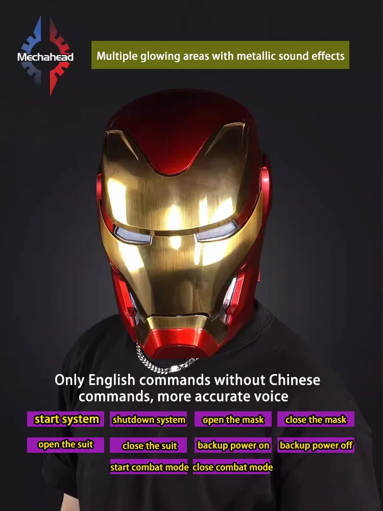 2024 New Mechahead 1:1 Iron Man Mk50 helmet Voice-activated Deformation Wearable Helmet Around Marvel Animation Toy - الصورة 12