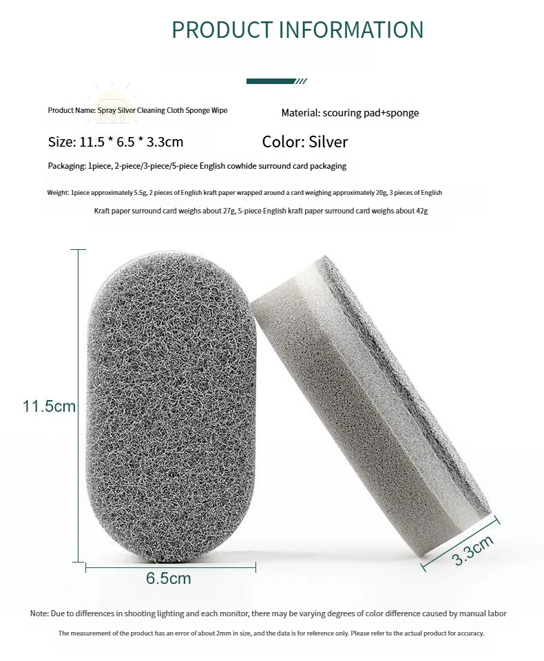 Magic Sponge Power Thicken Double -sided Dishes Cleaning Brushes Kitchen Wipe Rust Brushing Pot Bottom Black Stain Artifact - الصورة 15