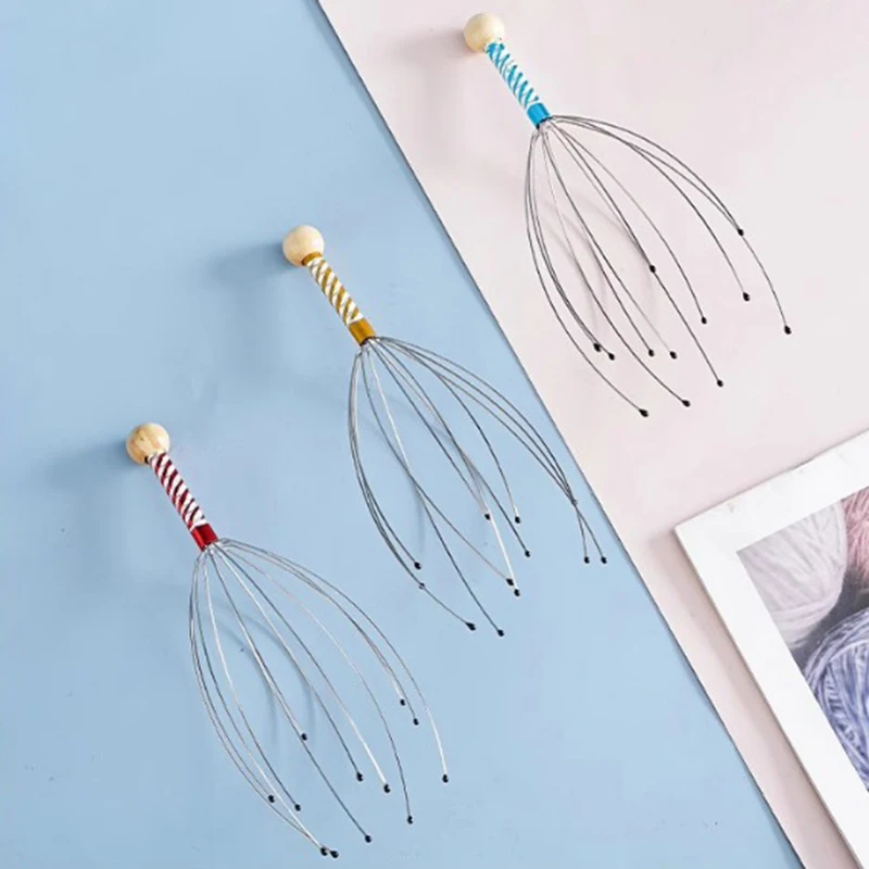 1PC Octopus Head Massager Stainless Steel Engraved Head Relaxer Brain Massage Claw Scalp Scratcher Itch Reliever Random Color - الصورة 4
