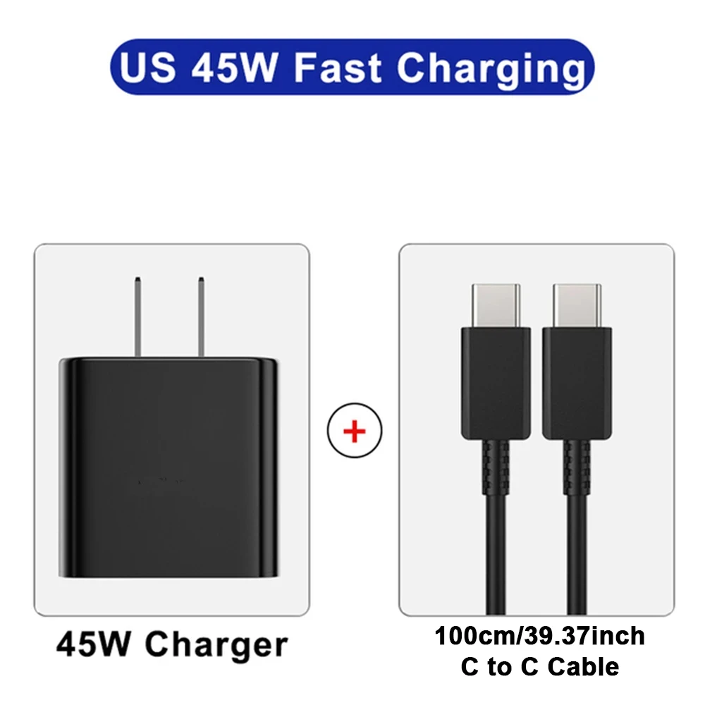 45W PD Super fast charge for S22 S23 Ultra Note 10+ 5G USB C Mobile Phone Type C US/EU/UK Fast Quick Charging Wall Adapter - الصورة 11