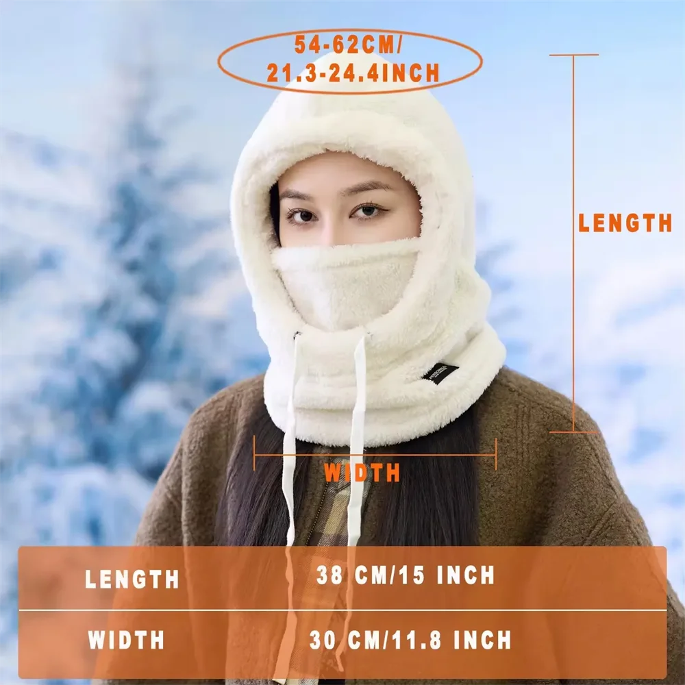 Winter Warm Thermal Windproof Balaclava Ski Hood Motorcycle Face Cover Polar Fleece Adjustable Cycling Neck Cover Full Face Mask - الصورة 6