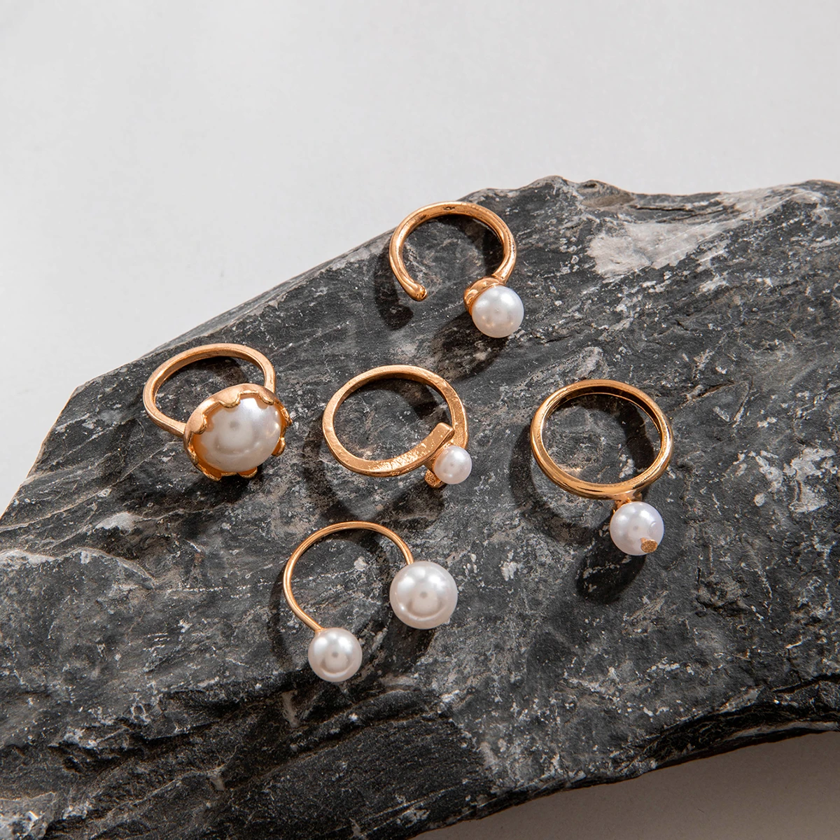 Tocona 2024 New Fashion Luxury Imitation Pearl Open Ring Sets for Women Elegant Gold Color Ring Party Jewelry Accessories - الصورة 48