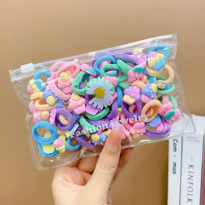 10/20Pcs/Set Cute Cartoon Rubber Elastic Hair Bands Girls Not Hurt Hair Small Scrunchie Kids Sweet Hair Ties Hair Accessories - الصورة 9