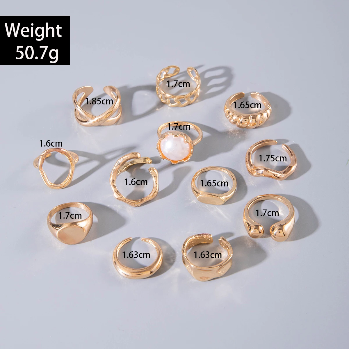 Tocona 2024 New Fashion Luxury Imitation Pearl Open Ring Sets for Women Elegant Gold Color Ring Party Jewelry Accessories - الصورة 42