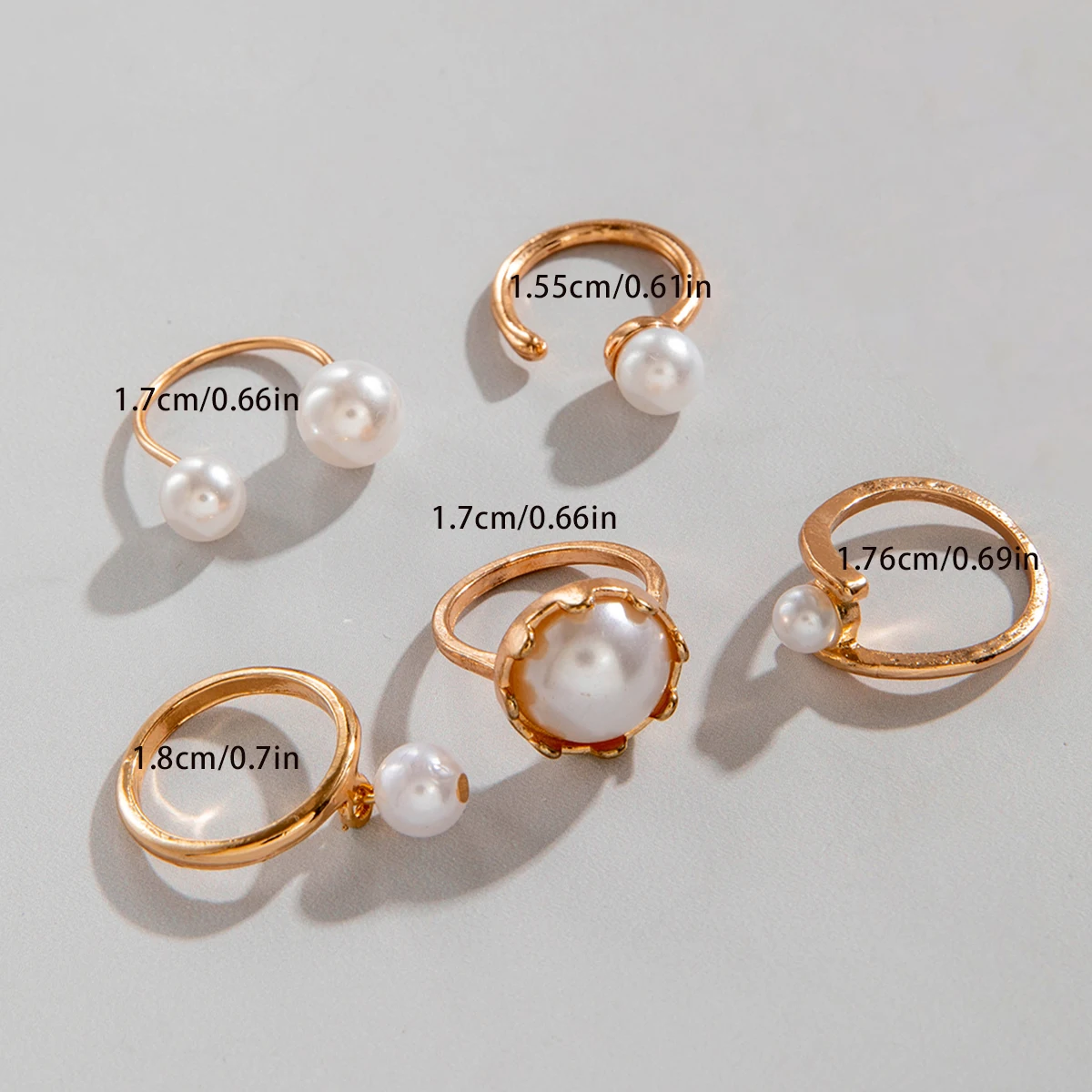 Tocona 2024 New Fashion Luxury Imitation Pearl Open Ring Sets for Women Elegant Gold Color Ring Party Jewelry Accessories - الصورة 2