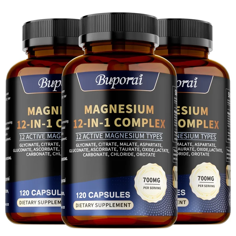 Magnesium Complex Capsules - Bone & Heart Health Supplement, Sleep Support,Muscle Relaxation,Stress & Anxiety Relief - الصورة 9