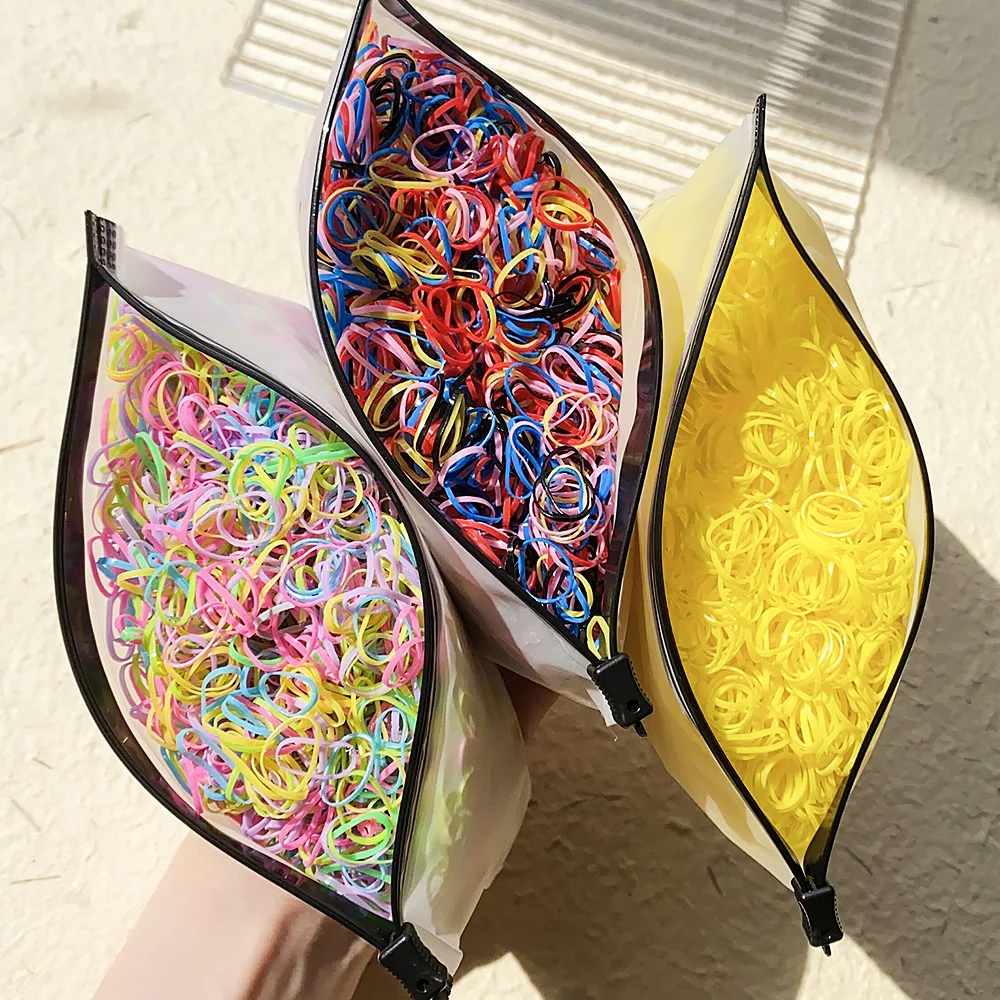 500/1000/2000pcs Girls Colourful Disposable Rubber Band Hair Ties Headband Children Ponytail Holder Bands Kids Hair Accessories - الصورة 30