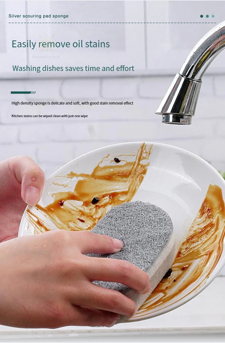 Magic Sponge Power Thicken Double -sided Dishes Cleaning Brushes Kitchen Wipe Rust Brushing Pot Bottom Black Stain Artifact - الصورة 17