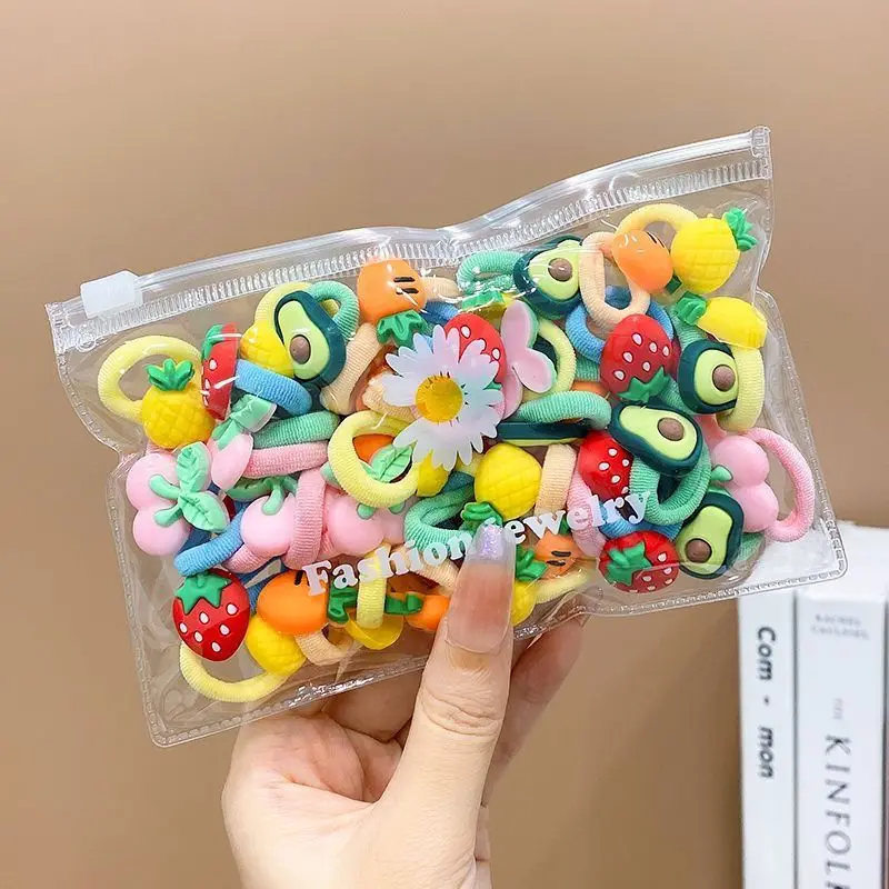 10/20Pcs/Set Cute Cartoon Rubber Elastic Hair Bands Girls Not Hurt Hair Small Scrunchie Kids Sweet Hair Ties Hair Accessories - الصورة 5