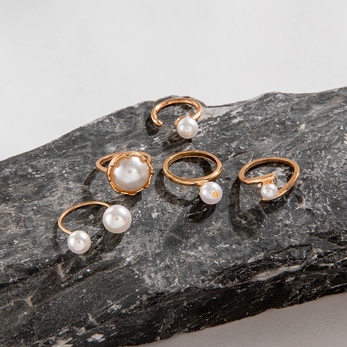 Tocona 2024 New Fashion Luxury Imitation Pearl Open Ring Sets for Women Elegant Gold Color Ring Party Jewelry Accessories - الصورة 50