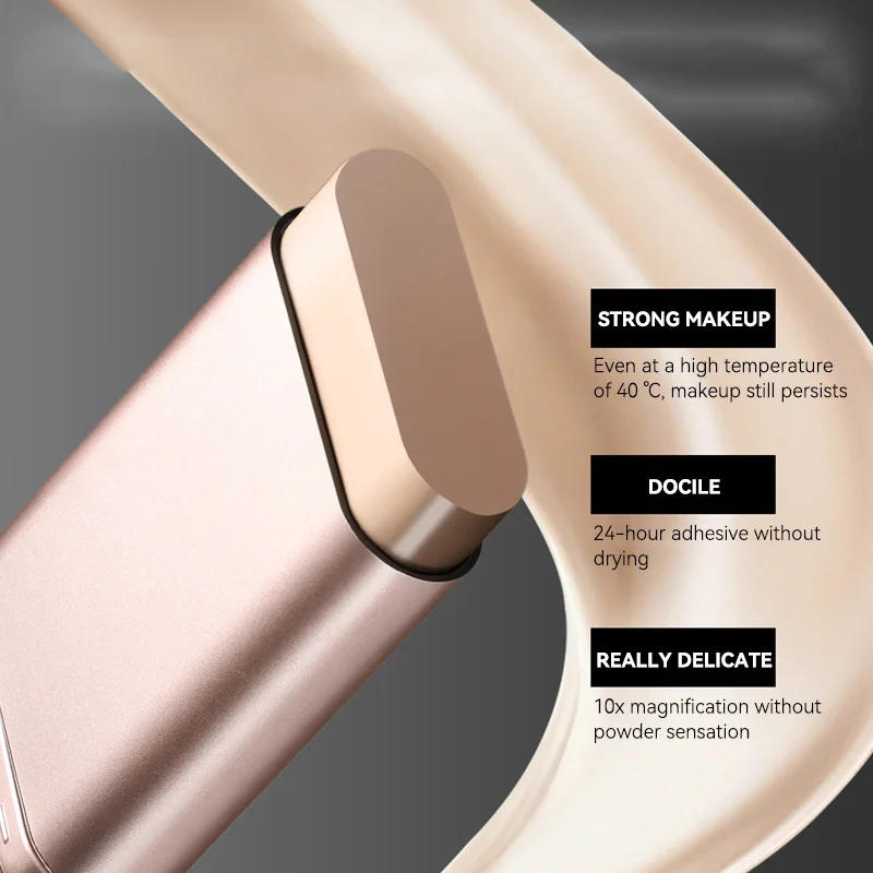 Light and Moist Hydrating Foundation, Natural-Looking, Moisturizing, Shiny, Thin and Lightweight, Double-Headed Makeup Foundation That Rotates for Easy Use, with Its Own Brush, Waterproof, Easy to Apply Makeup, and Easy for Beginners to Use. - الصورة 5