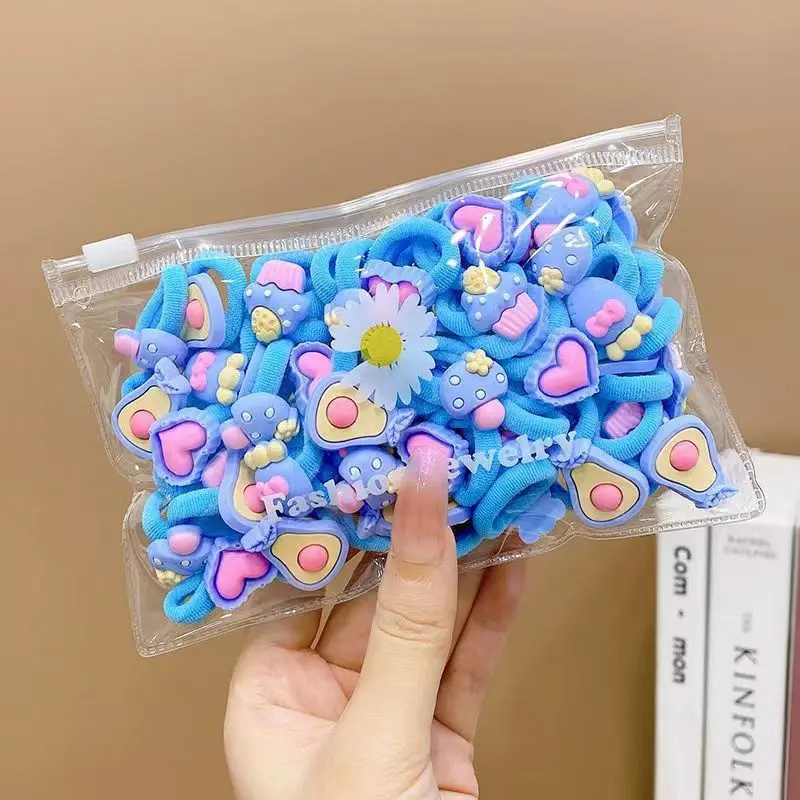 10/20Pcs/Set Cute Cartoon Rubber Elastic Hair Bands Girls Not Hurt Hair Small Scrunchie Kids Sweet Hair Ties Hair Accessories - الصورة 7