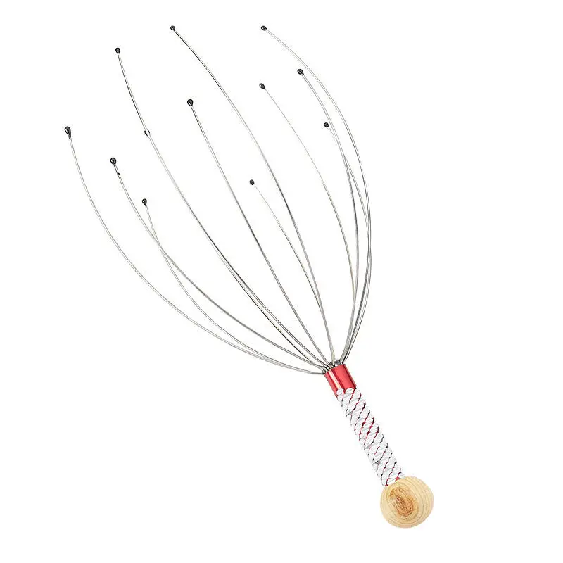 1PC Octopus Head Massager Stainless Steel Engraved Head Relaxer Brain Massage Claw Scalp Scratcher Itch Reliever Random Color - الصورة 12