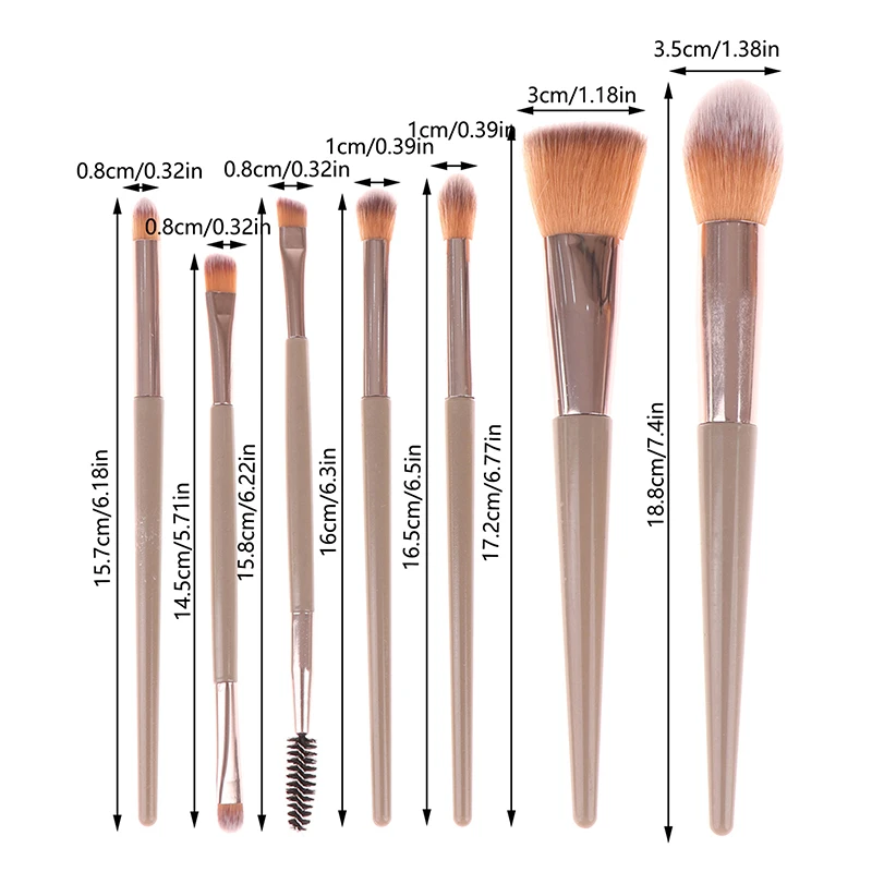 Makeup Brushes Face Eyes Make Up 7Pcs Brush Eyelash Eyeshadow Eyebrow Eyeliner Foundation Powder Blush Highlight Lips Brush - الصورة 5