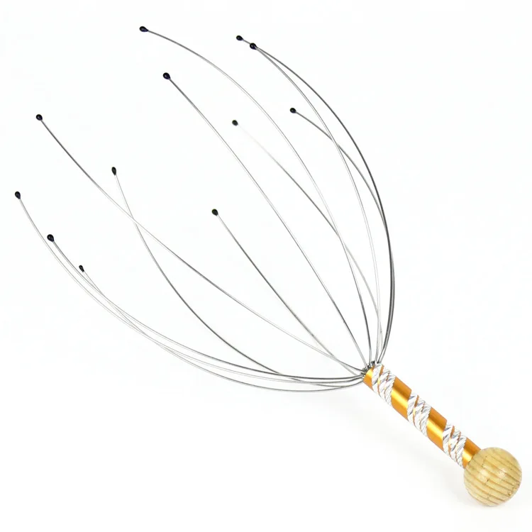 1PC Octopus Head Massager Stainless Steel Engraved Head Relaxer Brain Massage Claw Scalp Scratcher Itch Reliever Random Color - الصورة 7