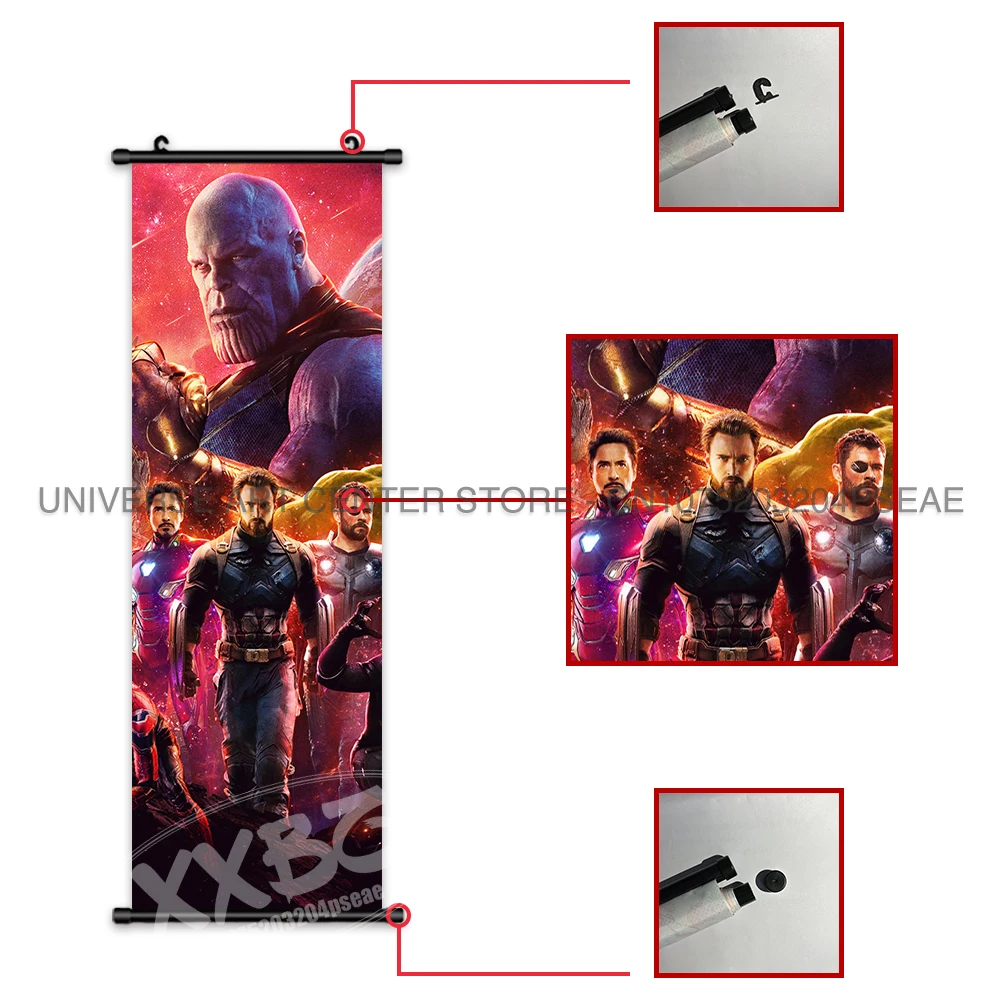 Marvel Poster The Avengers Movie Home Decor Captain America Wall Art Iron Man Hanging Painting Thor Scrolls Picture Hulk Mural - الصورة 5