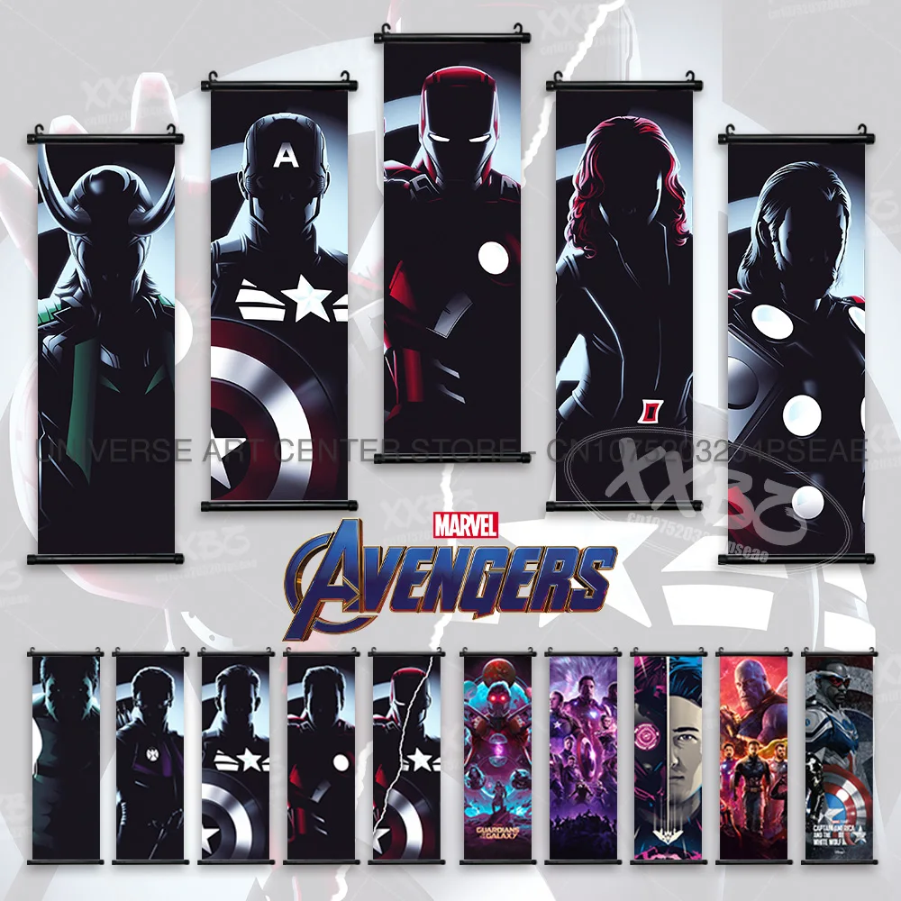 Marvel Poster The Avengers Movie Home Decor Captain America Wall Art Iron Man Hanging Painting Thor Scrolls Picture Hulk Mural