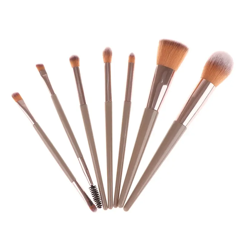 Makeup Brushes Face Eyes Make Up 7Pcs Brush Eyelash Eyeshadow Eyebrow Eyeliner Foundation Powder Blush Highlight Lips Brush - الصورة 9