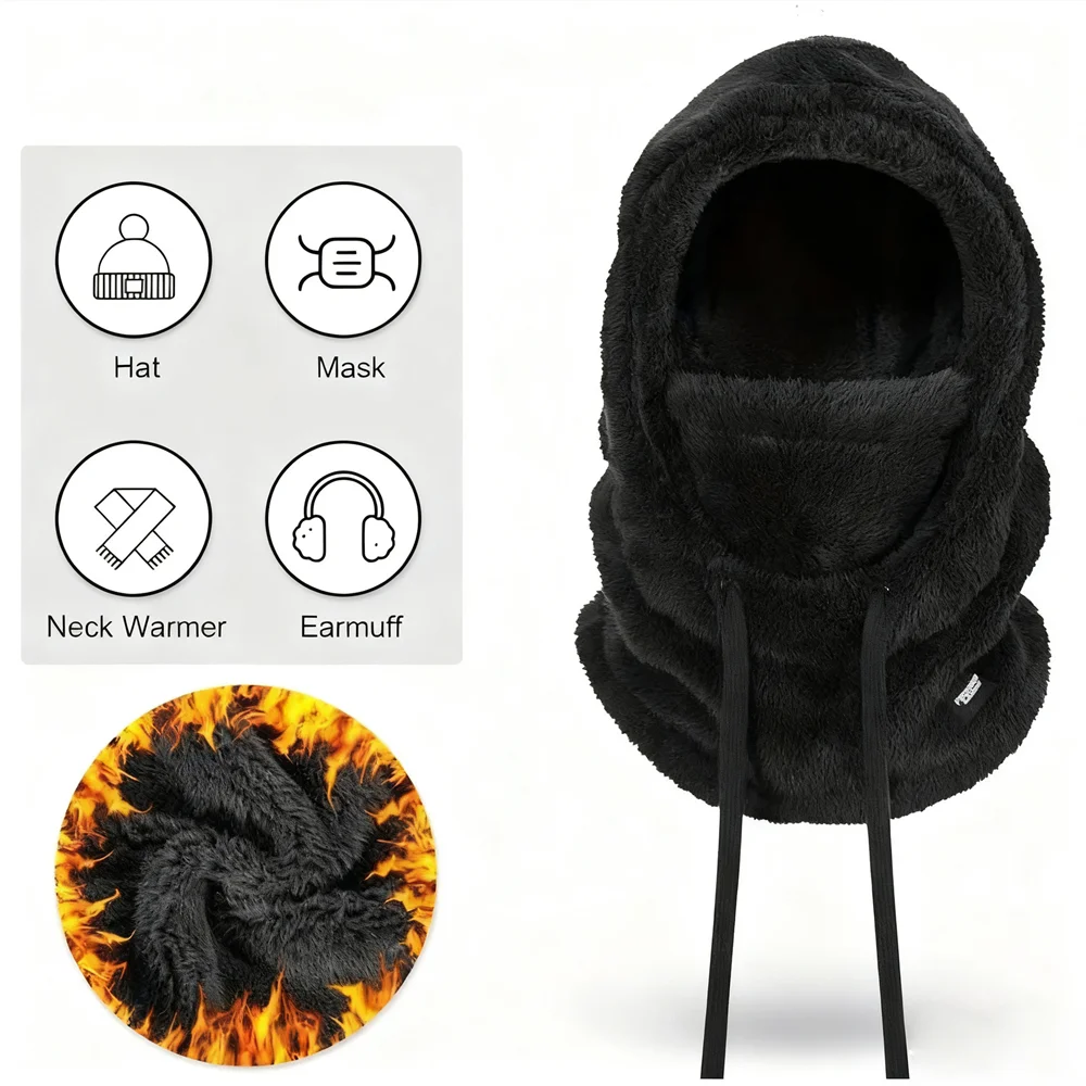 Winter Warm Thermal Windproof Balaclava Ski Hood Motorcycle Face Cover Polar Fleece Adjustable Cycling Neck Cover Full Face Mask - الصورة 2