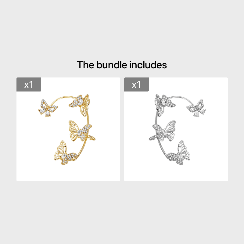Women'S Elegant Butterfly Ear Cuffs - No-Piercing Ear Hooks, Synthetic Gemstone Accents, Everyday & Formal Jewelry for Parties, Weddings, Everyday Outfits - Non-Piercing Ear Clips for Sensitive Light Beige, Party Accessories, Whimsical Design, Delicate Cr - الصورة 20