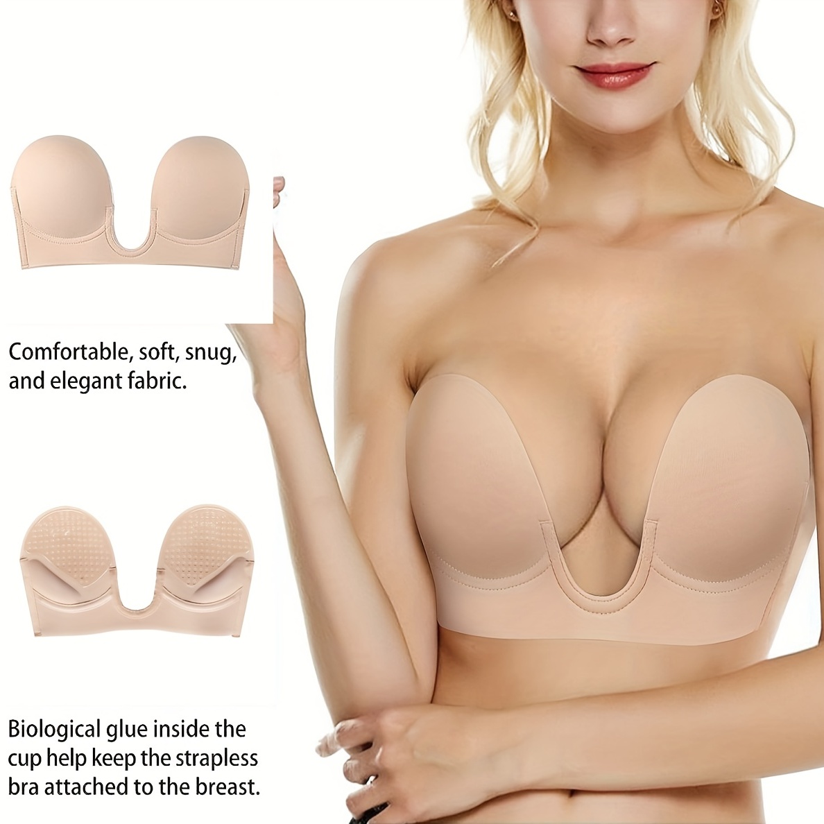 Women'S Reusable Magic Bra with a Plunge Design, Featuring Push-Up, Strapless, And Invisible Adhesive Properties. - الصورة 7