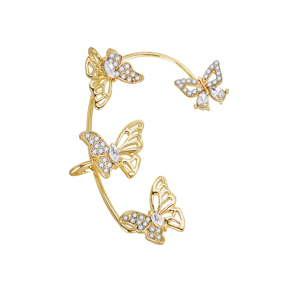 Women'S Elegant Butterfly Ear Cuffs - No-Piercing Ear Hooks, Synthetic Gemstone Accents, Everyday & Formal Jewelry for Parties, Weddings, Everyday Outfits - Non-Piercing Ear Clips for Sensitive Light Beige, Party Accessories, Whimsical Design, Delicate Cr - الصورة 5