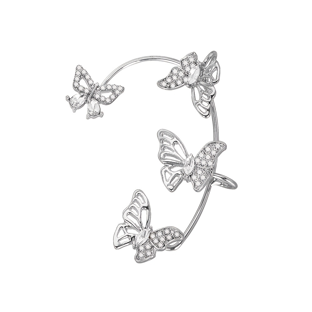 Women'S Elegant Butterfly Ear Cuffs - No-Piercing Ear Hooks, Synthetic Gemstone Accents, Everyday & Formal Jewelry for Parties, Weddings, Everyday Outfits - Non-Piercing Ear Clips for Sensitive Light Beige, Party Accessories, Whimsical Design, Delicate Cr - الصورة 16