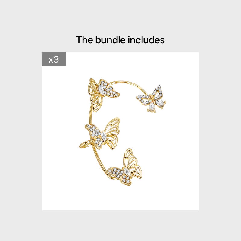Women'S Elegant Butterfly Ear Cuffs - No-Piercing Ear Hooks, Synthetic Gemstone Accents, Everyday & Formal Jewelry for Parties, Weddings, Everyday Outfits - Non-Piercing Ear Clips for Sensitive Light Beige, Party Accessories, Whimsical Design, Delicate Cr - الصورة 15
