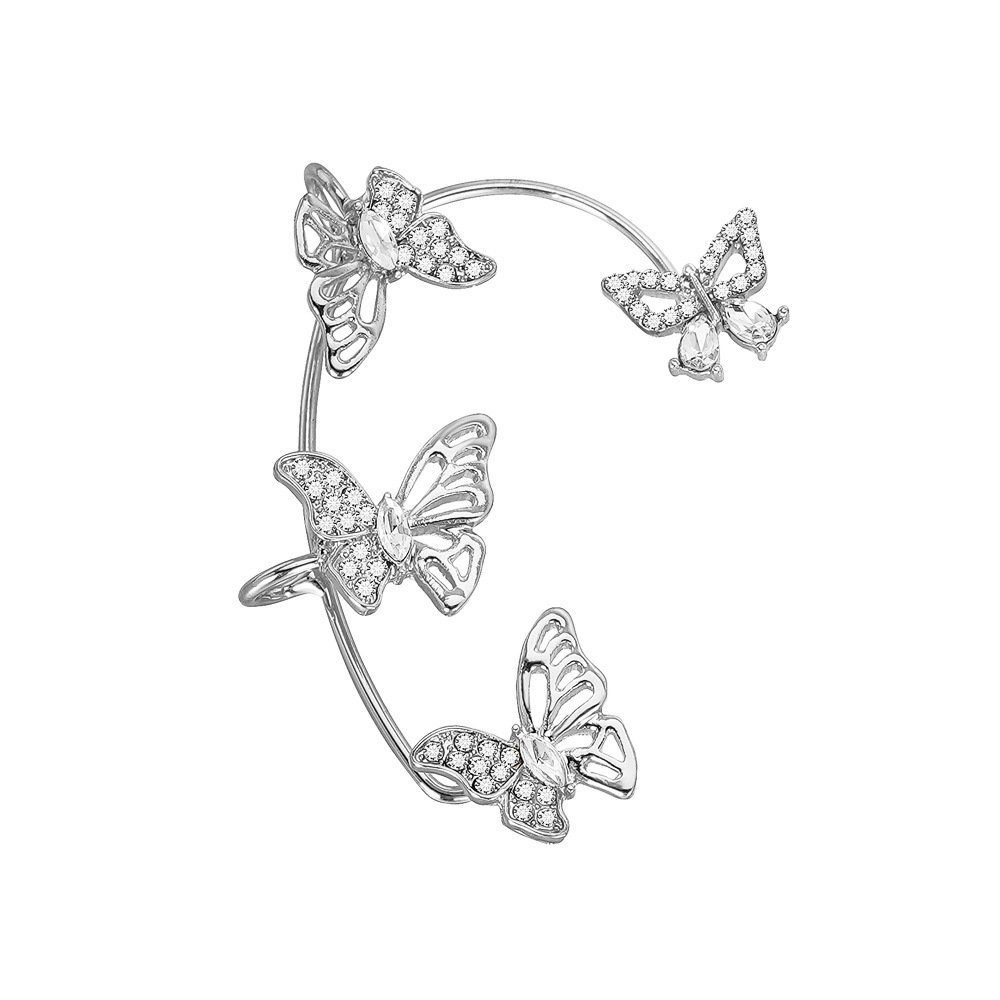 Women'S Elegant Butterfly Ear Cuffs - No-Piercing Ear Hooks, Synthetic Gemstone Accents, Everyday & Formal Jewelry for Parties, Weddings, Everyday Outfits - Non-Piercing Ear Clips for Sensitive Light Beige, Party Accessories, Whimsical Design, Delicate Cr - الصورة 9