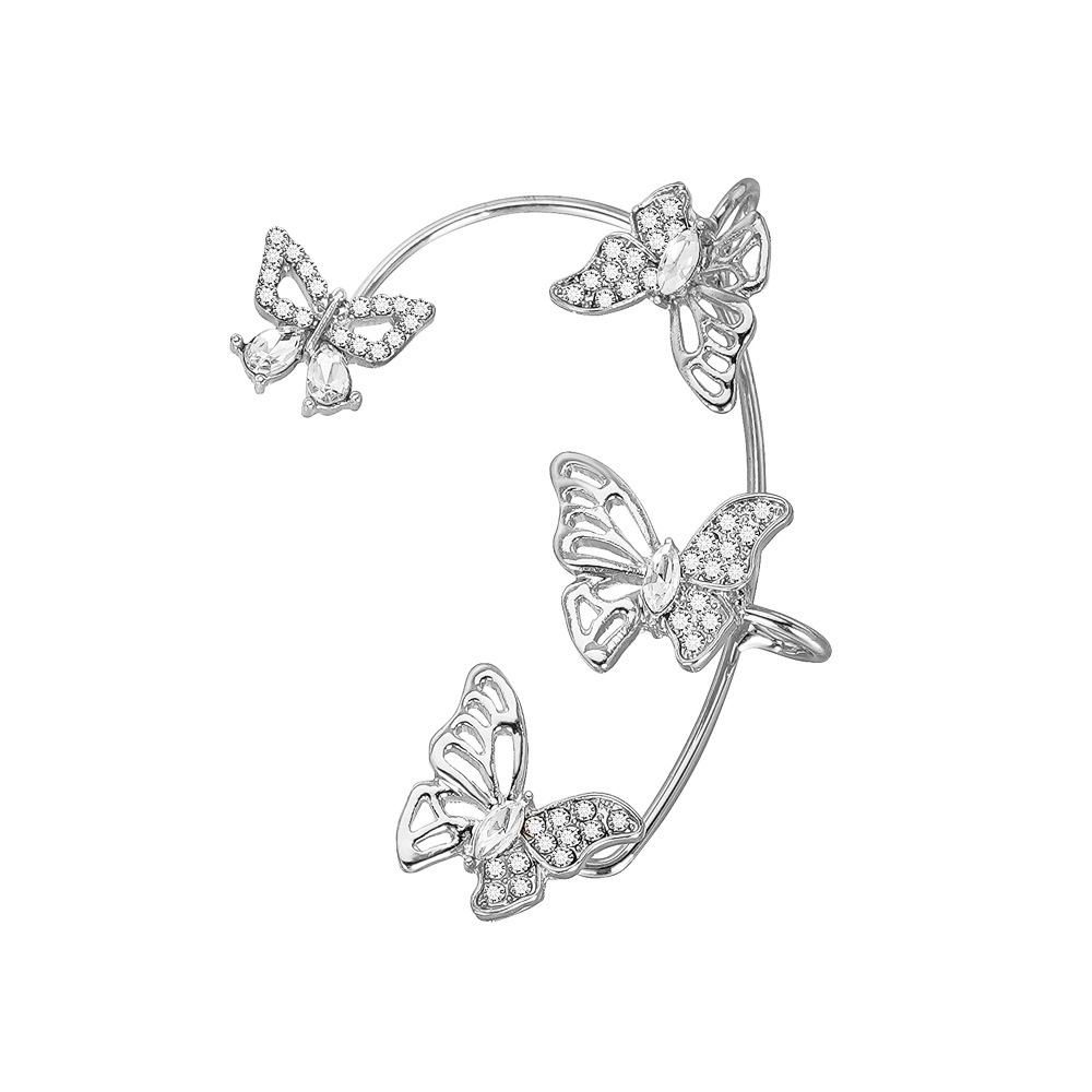 Women'S Elegant Butterfly Ear Cuffs - No-Piercing Ear Hooks, Synthetic Gemstone Accents, Everyday & Formal Jewelry for Parties, Weddings, Everyday Outfits - Non-Piercing Ear Clips for Sensitive Light Beige, Party Accessories, Whimsical Design, Delicate Cr - الصورة 7